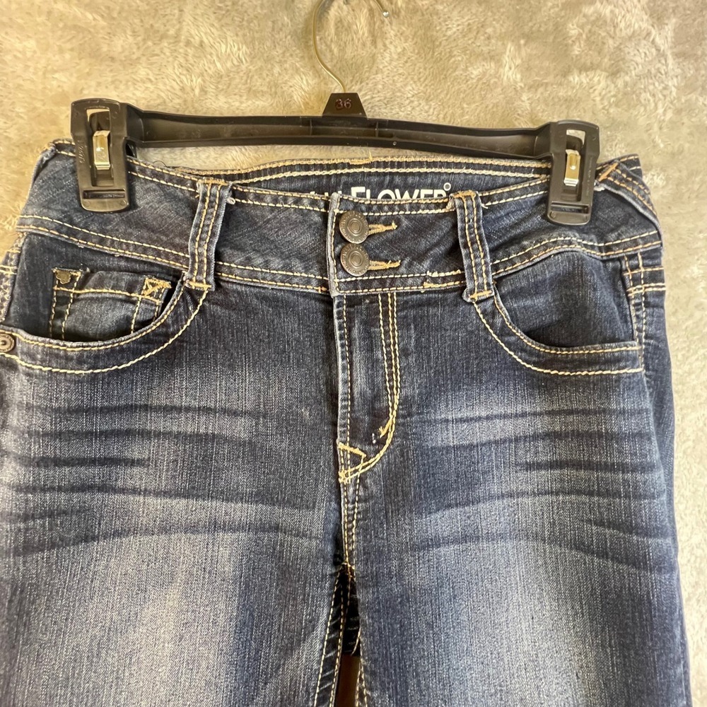 Wall Flower Curvy Jeans Size 3 Bootcut Frayed Hem Dark Wash Denim